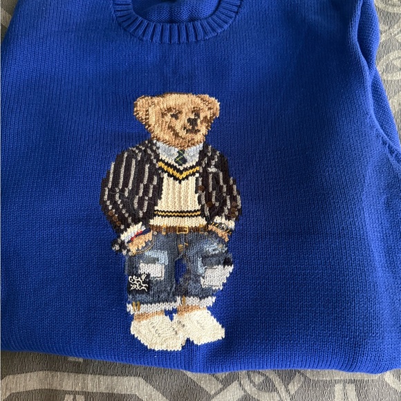 Polo by Ralph Lauren Royal Blue Bear Crewneck Sweater